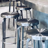 Silver Round Stainless Steel Backless Bar Stool 29 Inch Image - 7