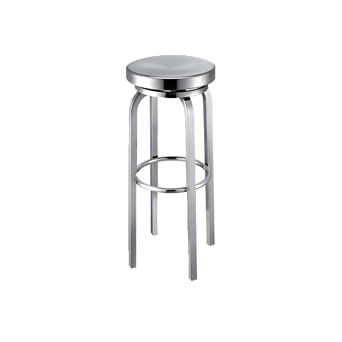 Silver Round Stainless Steel Backless Bar Stool 29 Inch Image - 8