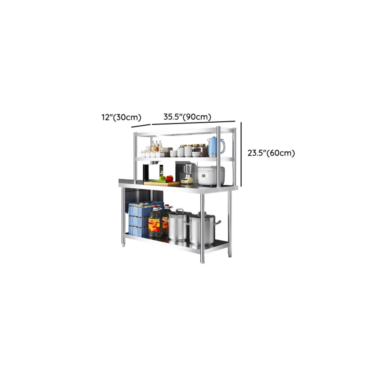 Silver Stainless Steel Baker's Rack with Microwave Shelf Image - 10