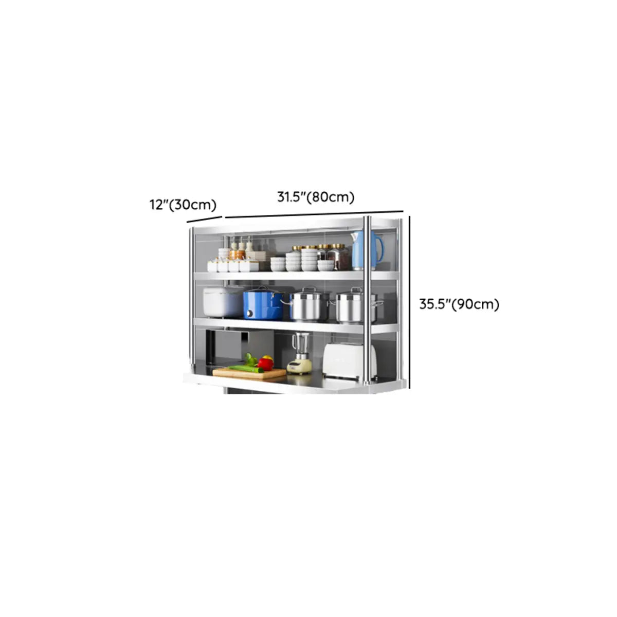 Silver Stainless Steel Baker's Rack with Microwave Shelf Image - 18