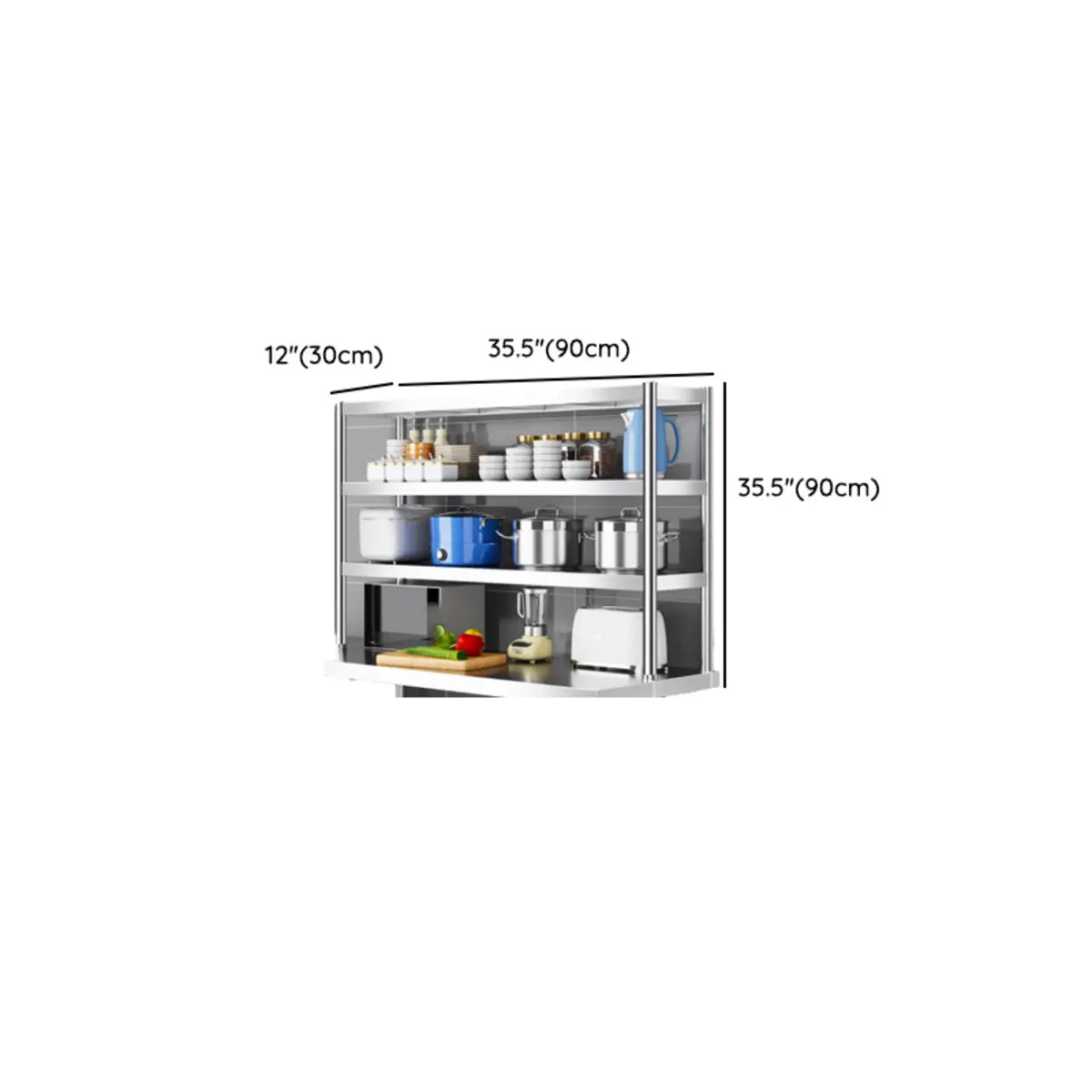 Silver Stainless Steel Baker's Rack with Microwave Shelf Image - 19