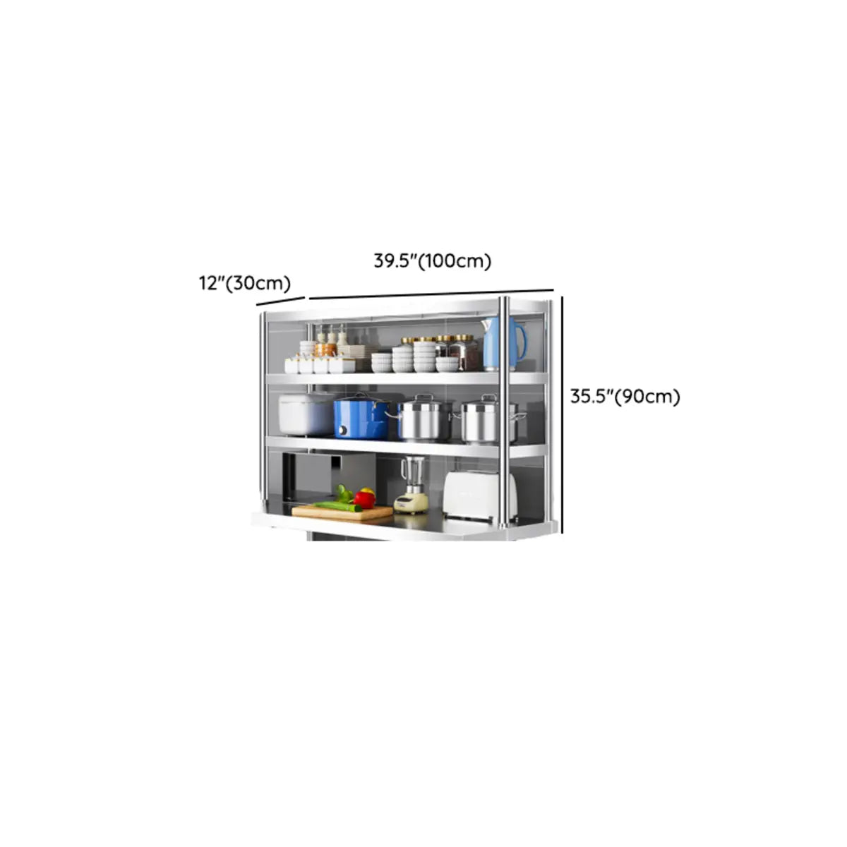 Silver Stainless Steel Baker's Rack with Microwave Shelf Image - 20