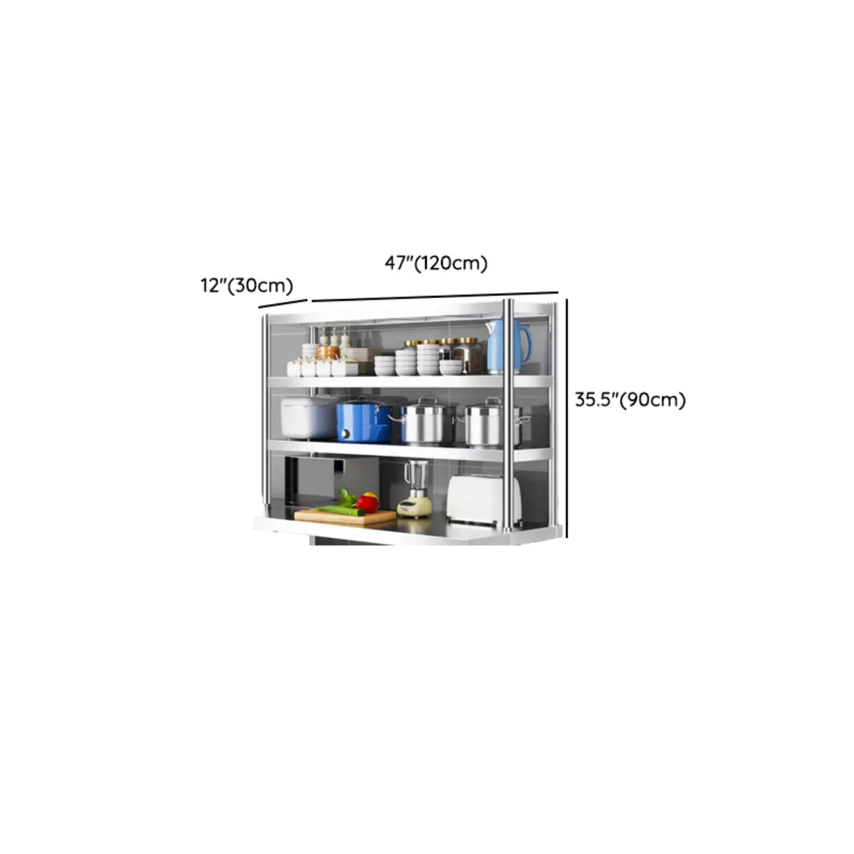 Silver Stainless Steel Baker's Rack with Microwave Shelf Image - 21