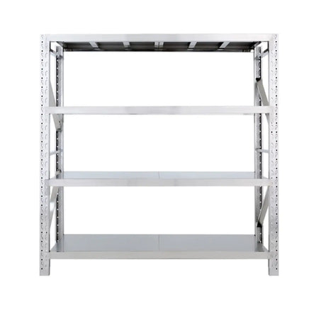 Silver Steel 4-Tier Heavy-Duty Garage Storage Shelves Image - 2