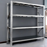 Silver Steel 4-Tier Heavy-Duty Garage Storage Shelves Image - 8