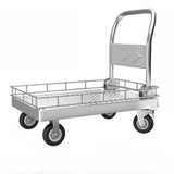 Silver Steel Brake Wheel Utility Cart with Shelves Image - 1