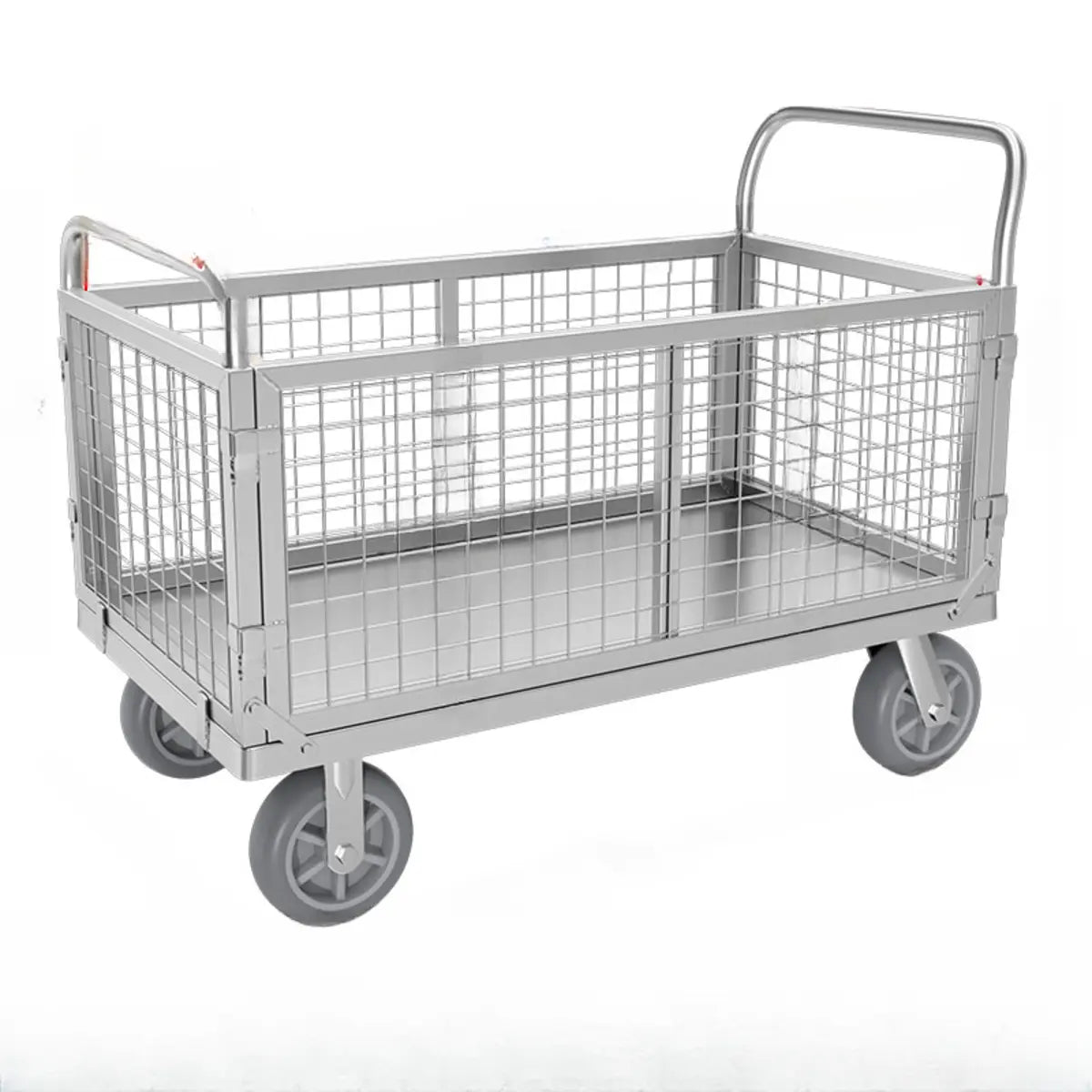 Silver Steel Brake Wheel Utility Cart with Shelves Image - 10