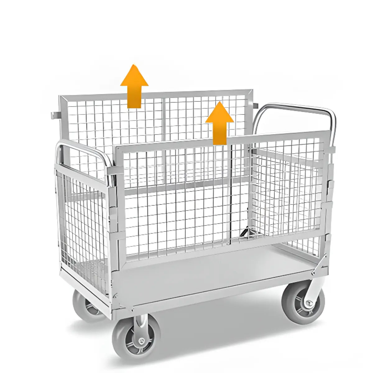 Silver Steel Brake Wheel Utility Cart with Shelves Image - 11