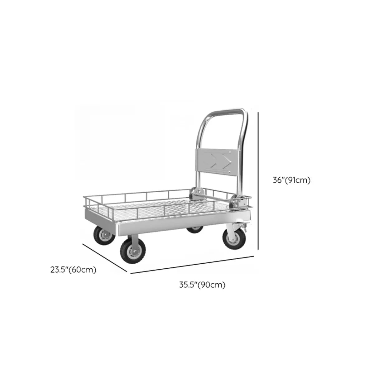 Silver Steel Brake Wheel Utility Cart with Shelves 