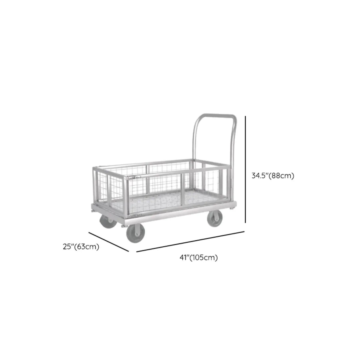 Silver Steel Brake Wheel Utility Cart with Shelves Image - 14