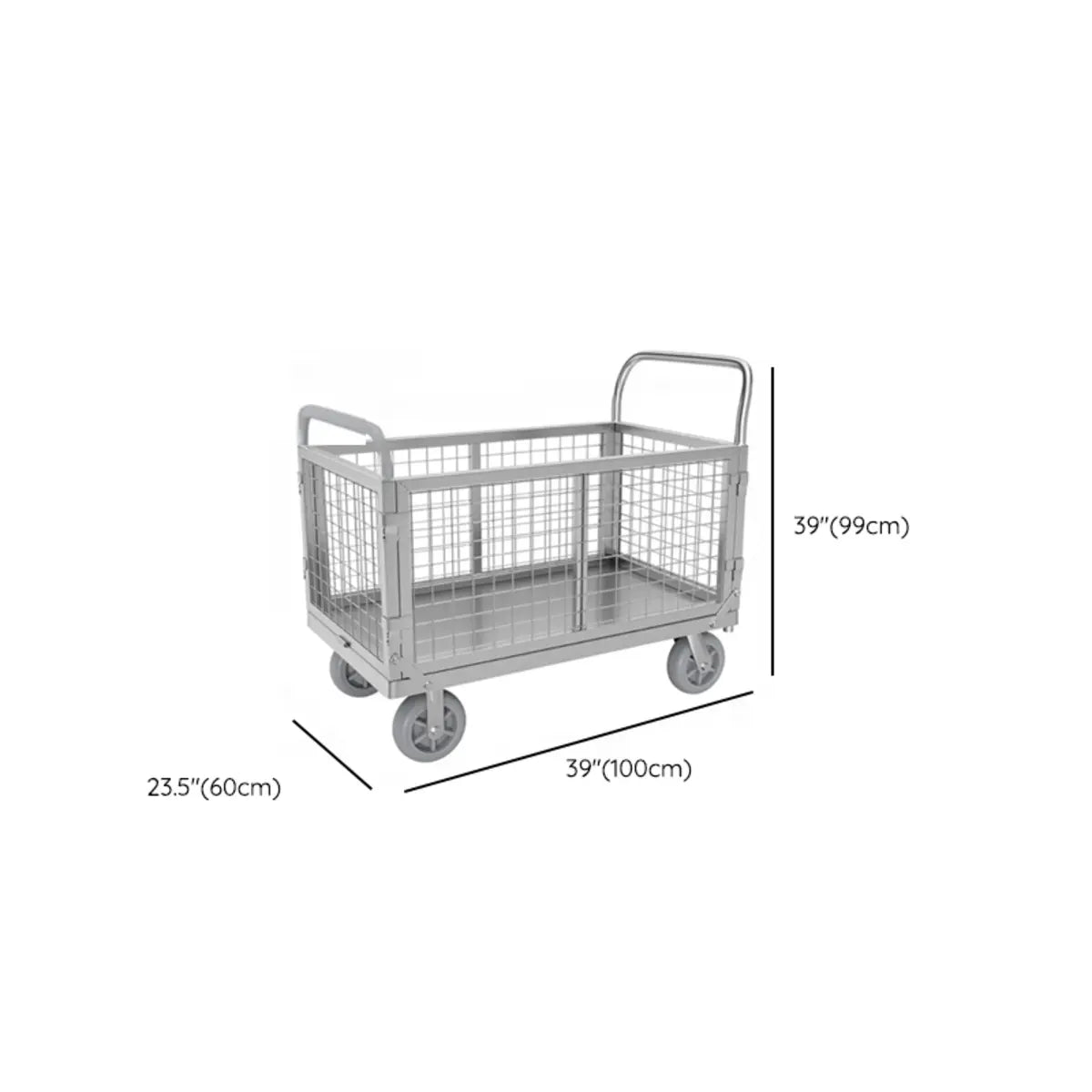 Silver Steel Brake Wheel Utility Cart with Shelves Image - 17