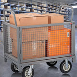 Silver Steel Brake Wheel Utility Cart with Shelves Image - 3