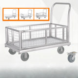 Silver Steel Brake Wheel Utility Cart with Shelves Image - 4