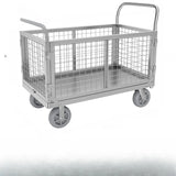 Silver Steel Brake Wheel Utility Cart with Shelves Image - 6