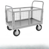 Silver Steel Brake Wheel Utility Cart with Shelves Image - 8