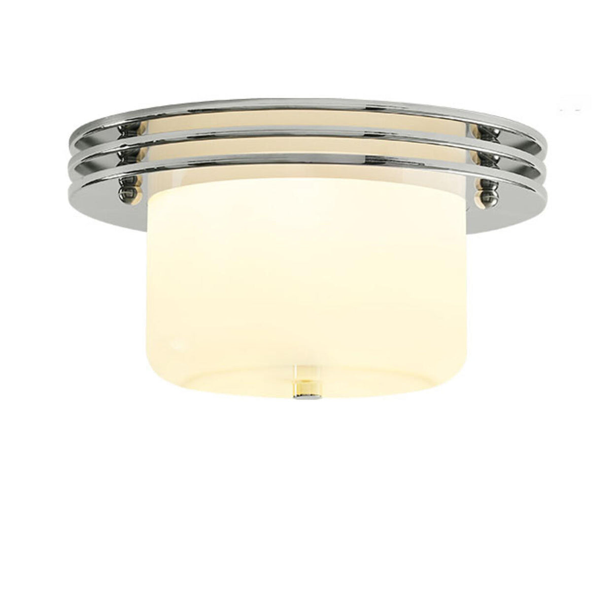 Silver White Glass Cylinder Flush Mount Ceiling Light Image - 5