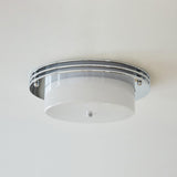 Silver White Glass Cylinder Flush Mount Ceiling Light Image - 8