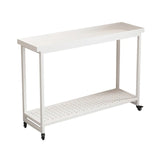 Simple 2 Tier Rectangle Metal Sliding Plant Stand White Image - 10