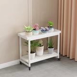 Simple 2 Tier Rectangle Metal Sliding Plant Stand White Image - 2