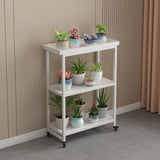 Simple 2 Tier Rectangle Metal Sliding Plant Stand White Image - 24