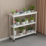 Simple 2 Tier Rectangle Metal Sliding Plant Stand White Image - 25