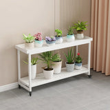 Simple 2 Tier Rectangle Metal Sliding Plant Stand White Image - 3