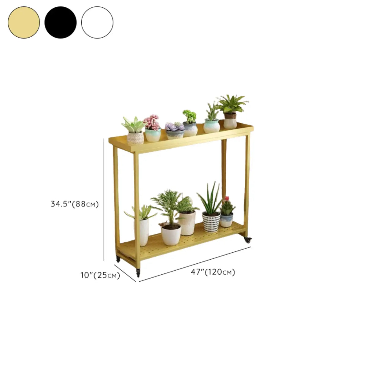 Simple 2 Tier Rectangle Metal Sliding Plant Stand White Image - 44