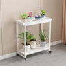 Simple 2 Tier Rectangle Metal Sliding Plant Stand White Image - 6