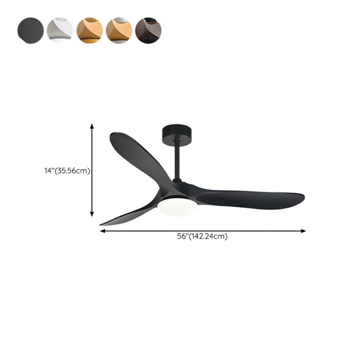 Simple 3 Blade Standard Ceiling Fan with LED Light Image - 19