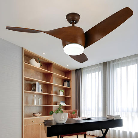 Simple 3 Blade Wooden Propeller Ceiling Fan with Light Image - 1