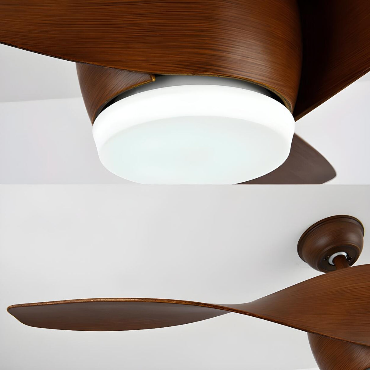 Simple 3 Blade Wooden Propeller Ceiling Fan with Light Image - 12