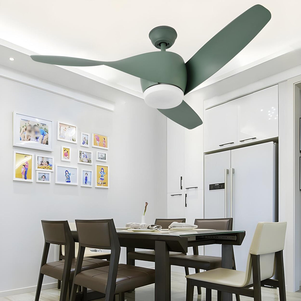 Simple 3 Blade Wooden Propeller Ceiling Fan with Light Image - 16