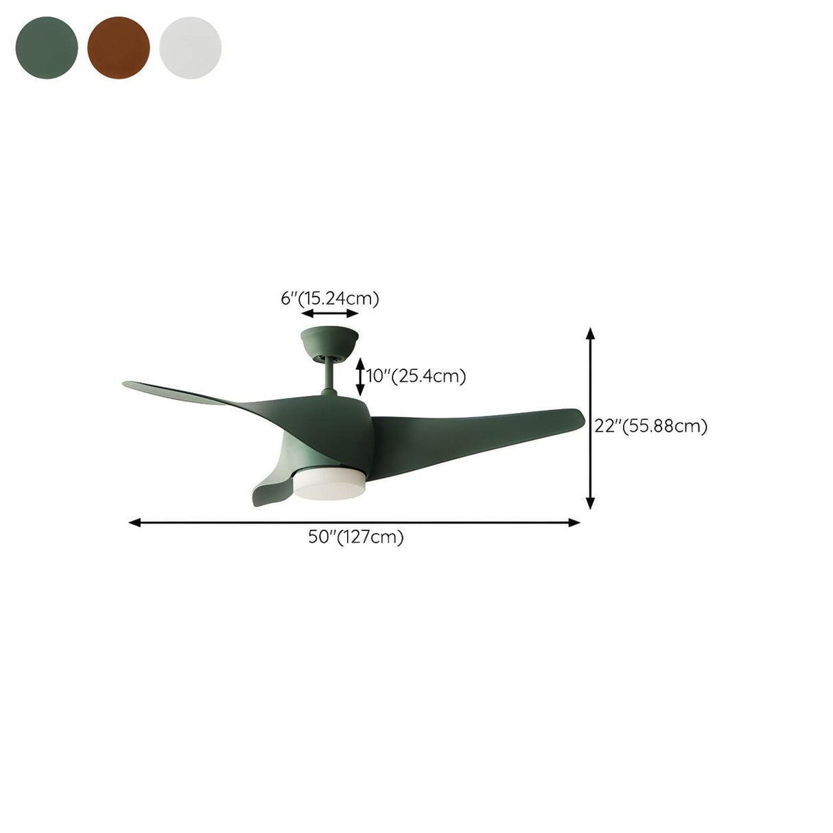 Simple 3 Blade Wooden Propeller Ceiling Fan with Light 