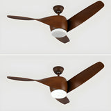 Simple 3 Blade Wooden Propeller Ceiling Fan with Light Image - 9