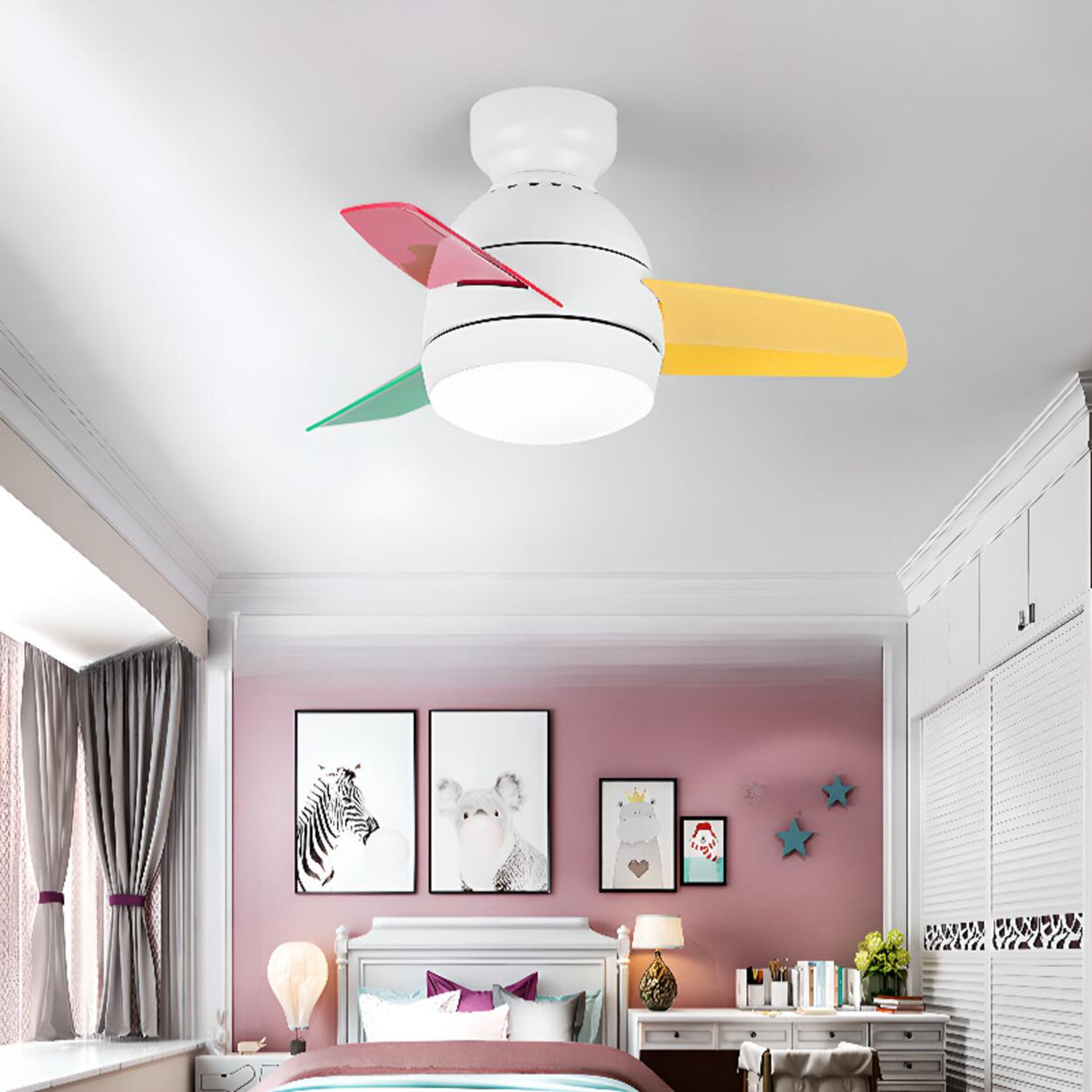 Simple 3 Gear 3-Blade Flush Mounted Ceiling Fan Light Image - 4