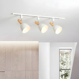 Simple 3-Light White Bell Shade Linear Iron Track Light Image - 1