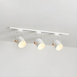 Simple 3-Light White Bell Shade Linear Iron Track Light Image - 3