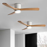 Simple 3 Solid Wood Blade Modern LED Ceiling Fan Light Image - 3