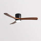 Simple 3 Solid Wood Blade Modern LED Ceiling Fan Light Image - 5