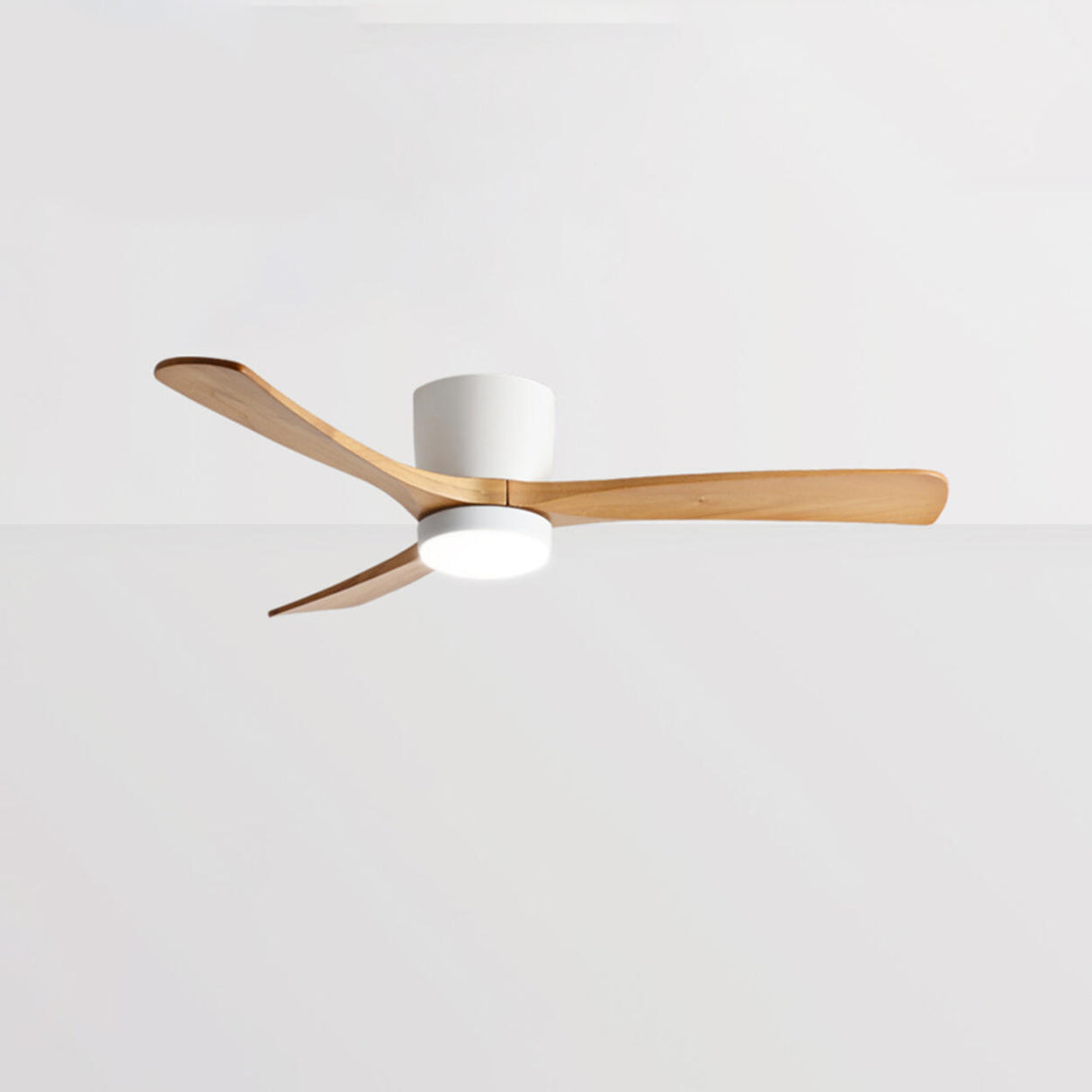 Simple 3 Solid Wood Blade Modern LED Ceiling Fan Light Image - 6