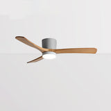 Simple 3 Solid Wood Blade Modern LED Ceiling Fan Light Image - 7