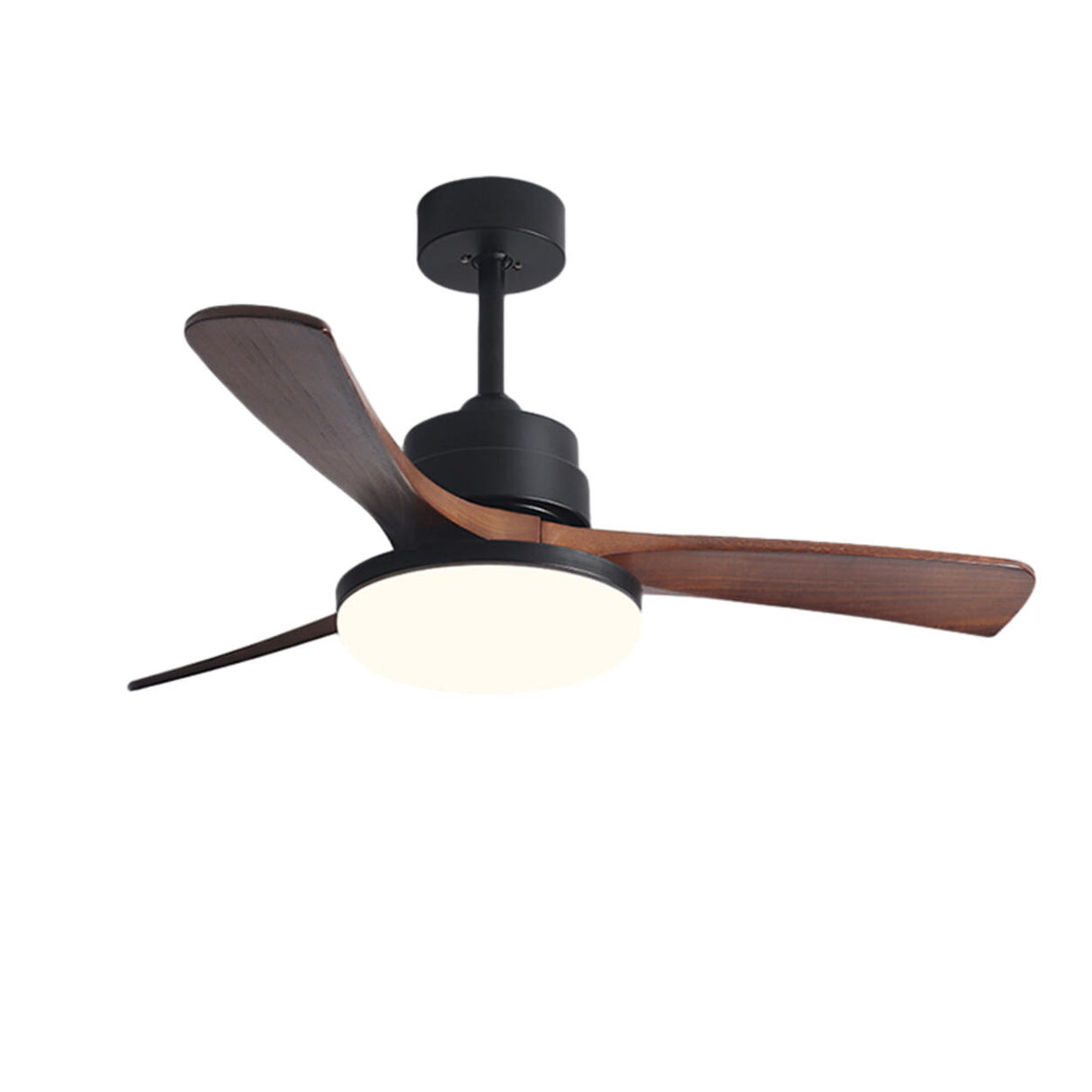 Simple 3 Solid Wood Blades Modern Ceiling Fan Light Image - 4