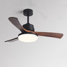 Simple 3 Solid Wood Blades Modern Ceiling Fan Light Image - 7