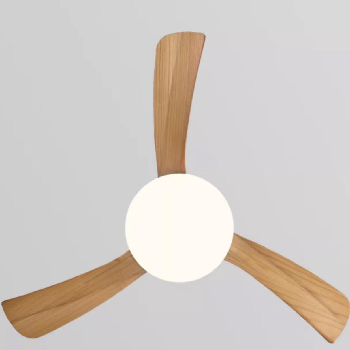 Simple 3 Solid Wood Blades Modern Ceiling Fan Light Image - 8