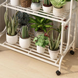 Simple 3-Tier Metal Indoor Rolling Plant Stand Cream Image - 14