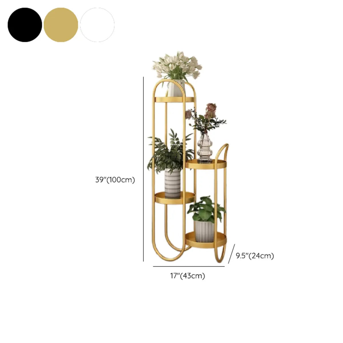 Simple 3-Tier Metal Indoor Rolling Plant Stand Cream Image - 28