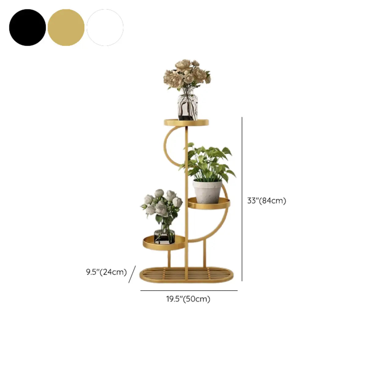 Simple 3-Tier Metal Indoor Rolling Plant Stand Cream Image - 29