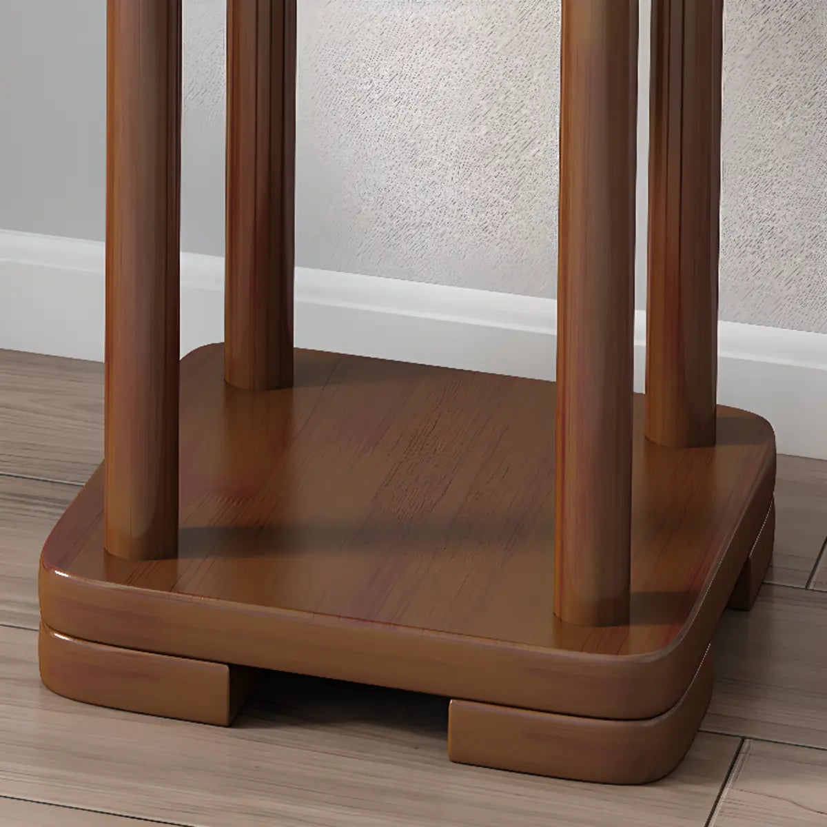 Simple 3 Tiers Round Tray Solid Wood Floor Plant Stand Image - 11