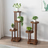 Simple 3 Tiers Round Tray Solid Wood Floor Plant Stand Image - 2