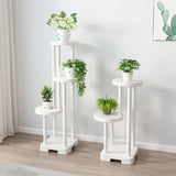 Simple 3 Tiers Round Tray Solid Wood Floor Plant Stand Image - 5